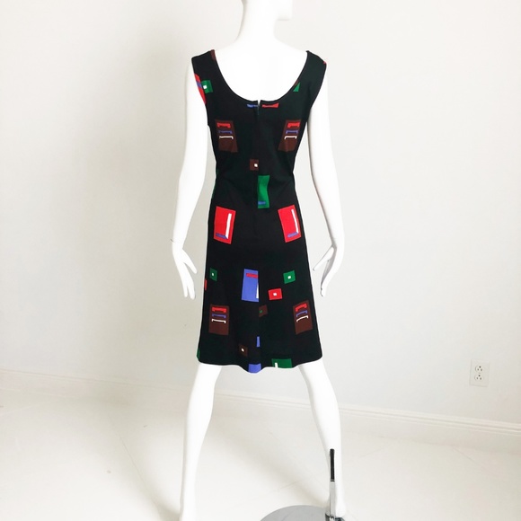 True Vintage Arpeja Mod Print Dress & Jacket Set 2pc Black Red 70s Size 12 - Picture 7 of 8